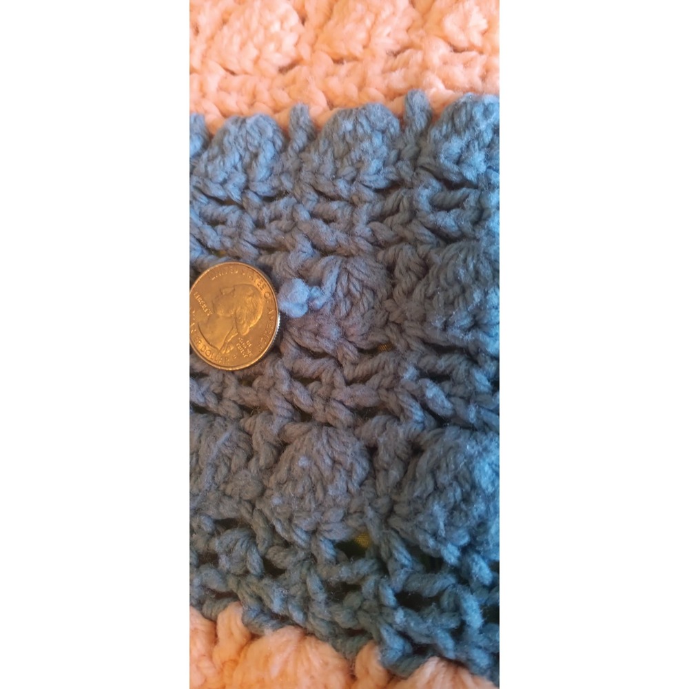 Vintage Afghan Crochet Throw Blanket 37X57 Stripe Cottagecore Grandmacore 80s - Picture 6 of 7